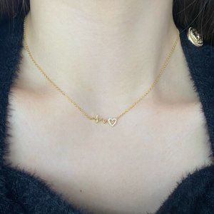 Love's Pulse Heart Pendant Necklace in 18k Gold Plated Sterling Silver